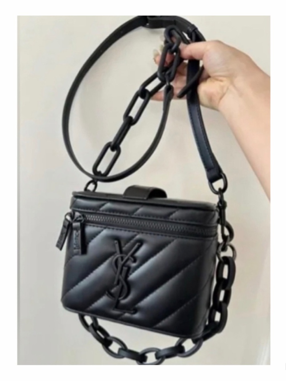 NEW YSL Cosmetics Quilted Vanity Case Crossbody Bag Black